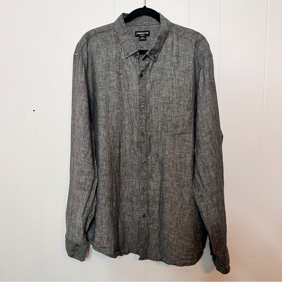 Claiborne Other - Claiborne 100% Linen Gray Long Sleeve Button Down Slim Fit Men's XXL Breathable